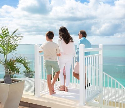 Family overlooking water